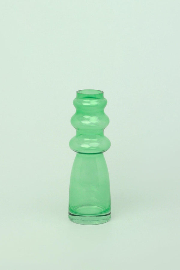 G Decor Stella Green Glass Ribbed Vase