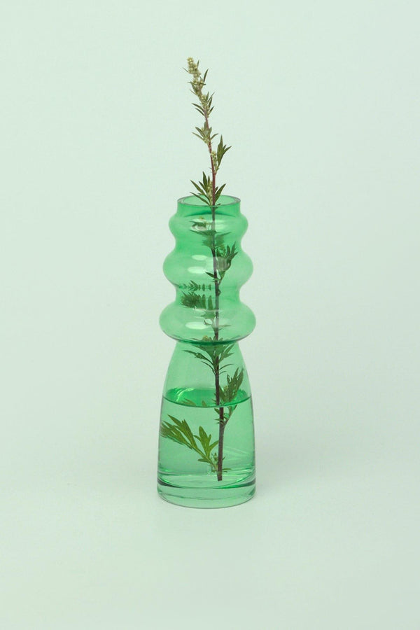 g decor Stella Green Glass Ribbed Vase