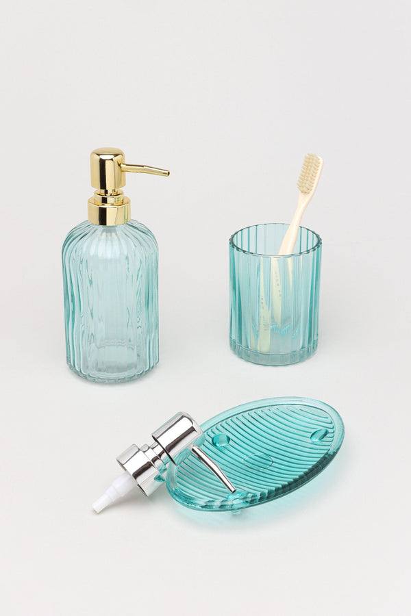 g decor Three Piece Vienna Blue Glass Bathroom Set