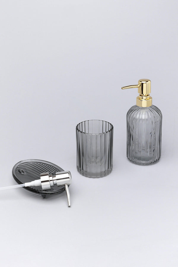 g decor Three Piece Vienna Grey Glass Bathroom Set