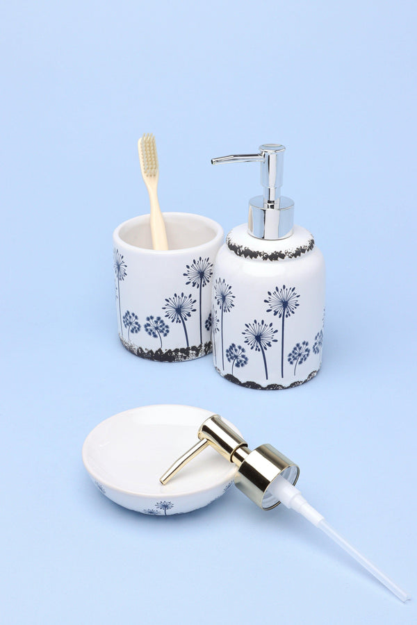 g decor White and Blue Ceramic Bath Accessory Set