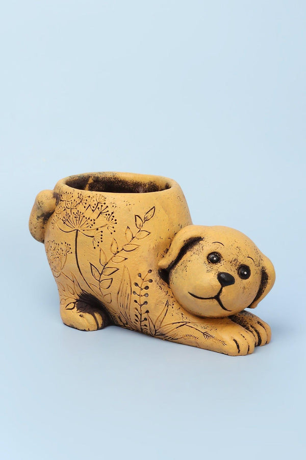 G Decor Yellow Dog Cement Planter Yellow
