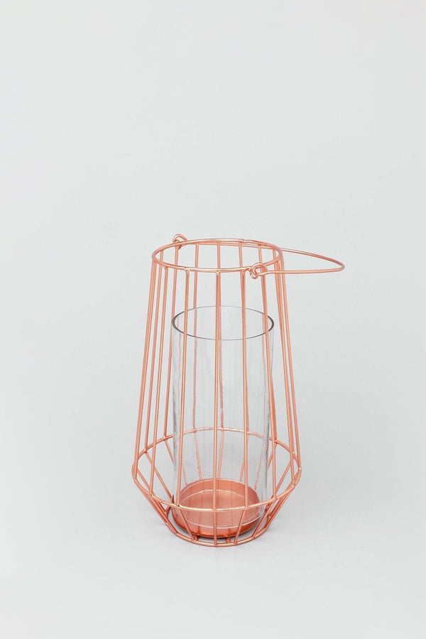 G Decor Geometric Copper Glass Tealight Candle Holder