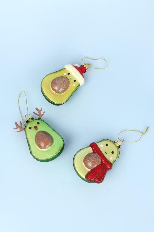 G Decor Glass Avocado Hand-Blown & Hand-Painted Christmas Tree Decoration Ornament & Bauble Collection