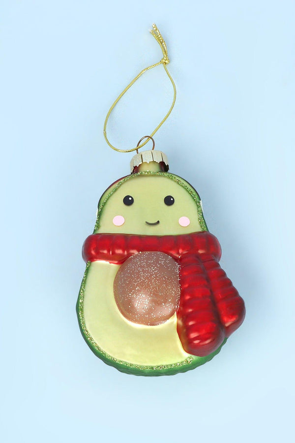 G Decor Glass Avocado Hand-Blown & Hand-Painted Christmas Tree Decoration Ornament & Bauble Collection