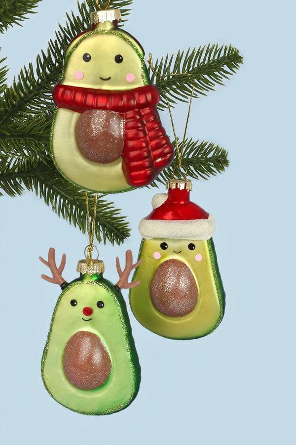 g decor Glass Avocado Hand-Blown & Hand-Painted Christmas Tree Decoration Ornament & Bauble Collection
