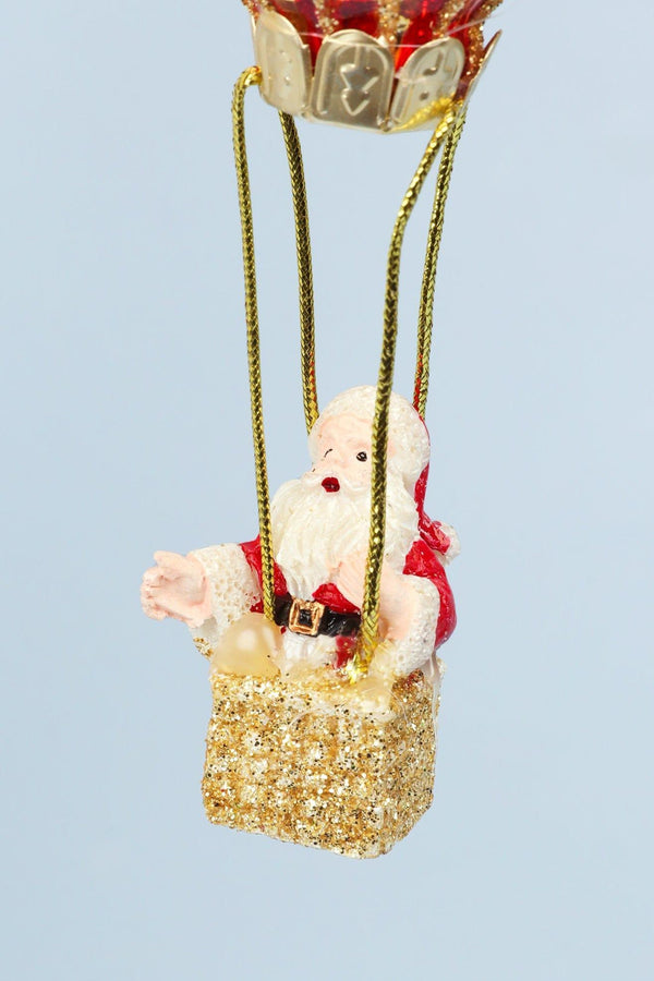 G Decor Glass North Pole Santa Hot Air Balloon Ride Hand-Blown & Hand-Painted Hanging Ornament & Christmas Tree Decoration Bauble Style 1