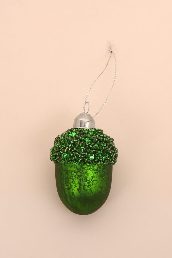 G Decor Glass Sparkle Acorn Christmas Tree Decoration Festive Baubles In Red Blue Purple Or Green Green