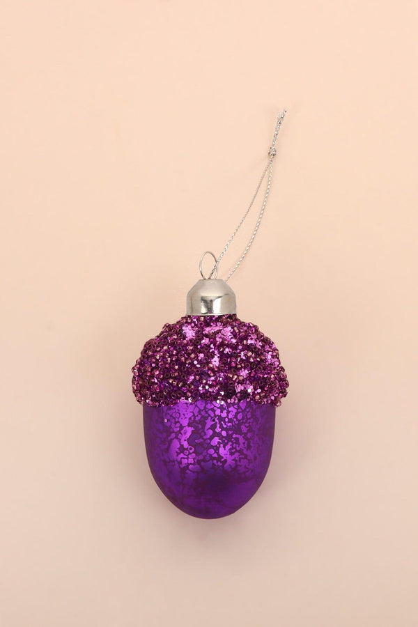 G Decor Glass Sparkle Acorn Christmas Tree Decoration Festive Baubles In Red Blue Purple Or Green Green