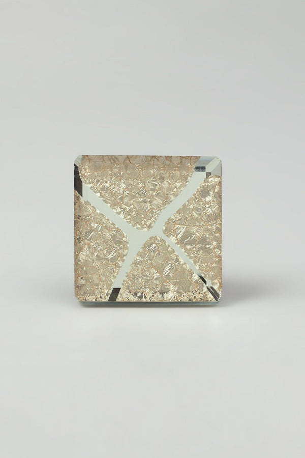 G Decor Gleem Luminous Crystal Square Glass Knobs Elegant Patterned Pull Handles Gold