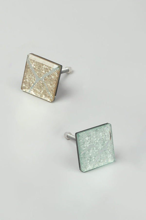 g decor Gleem Luminous Crystal Square Glass Knobs Elegant Patterned Pull Handles Gold