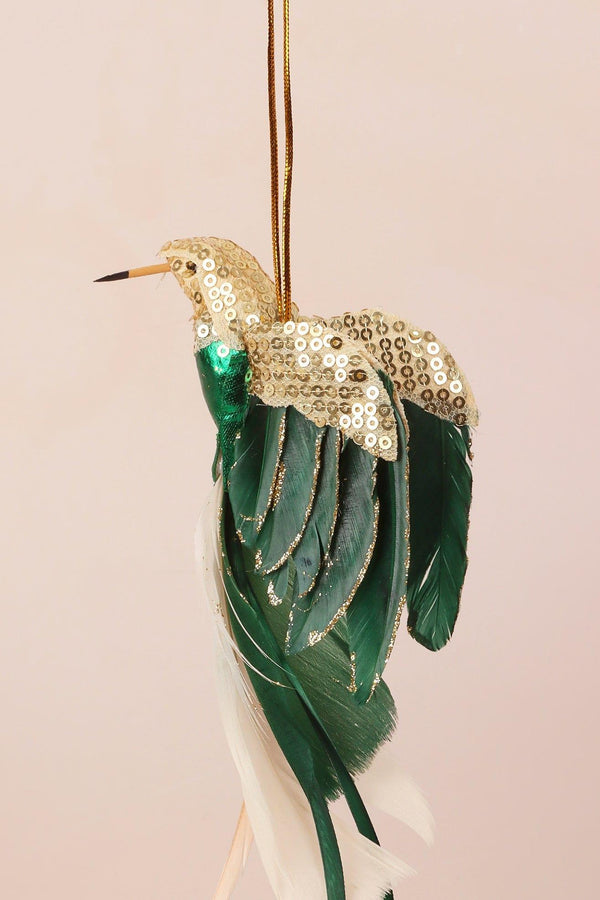 G Decor Gold Bird Christmas Tree Decoration With Sequins And Feathers
