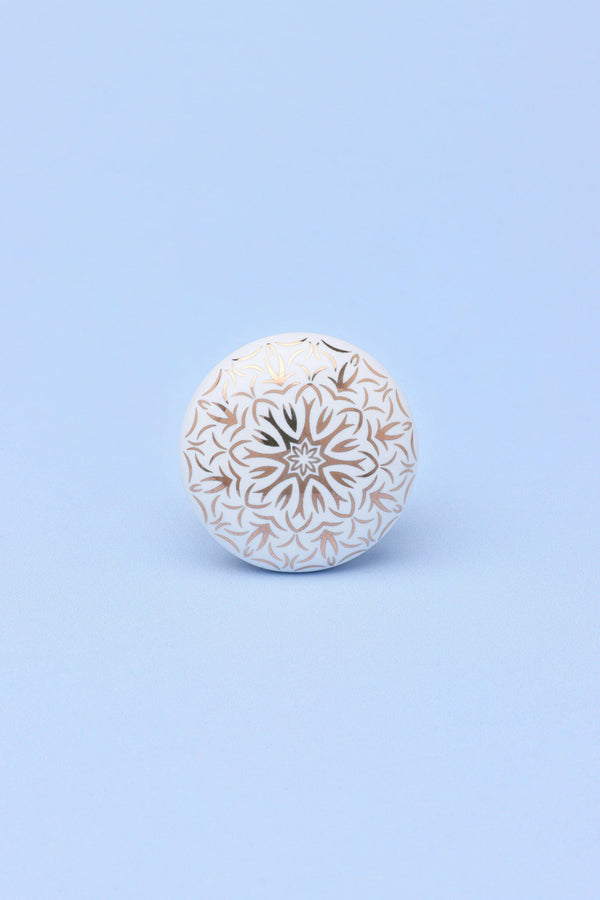 G Decor Gold Royal Bloom Ceramic Door Knob Handle Black Leaves