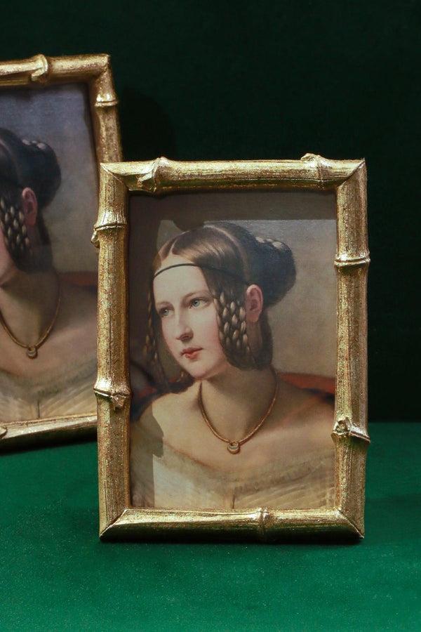 G Decor Golden Bamboo Inspired Photo Frame Vintage Picture Display Small