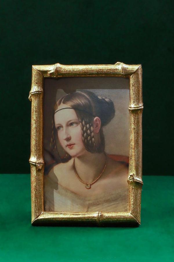 G Decor Golden Bamboo Inspired Photo Frame Vintage Picture Display Small