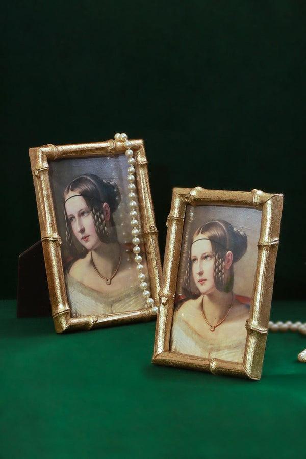 g decor Golden Bamboo Inspired Photo Frame Vintage Picture Display Small