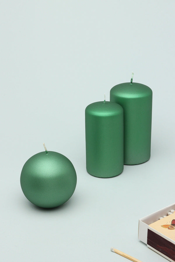 g decor Grace Alouette Forest Green Lacquered Pillar and Ball Candles Ball