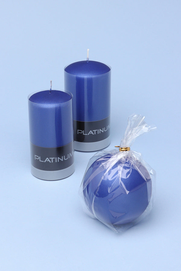 G Decor Grace Alouette Indigo Blue Lacquered Pillar And Ball Candles Ball
