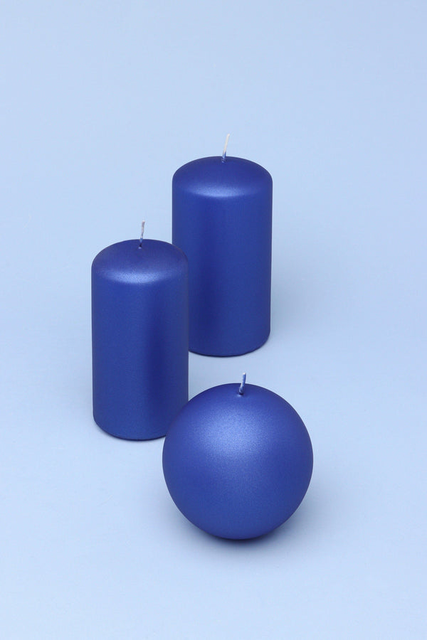 g decor Grace Alouette Indigo Blue Lacquered Pillar and Ball Candles Ball