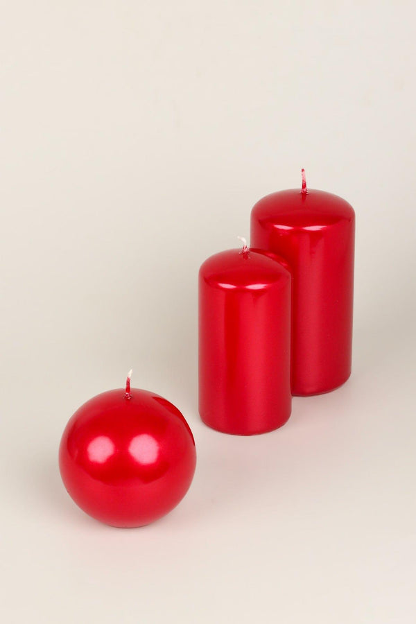 G Decor Grace Alouette Scarlet Red Lacquered Pillar And Ball Candles Ball