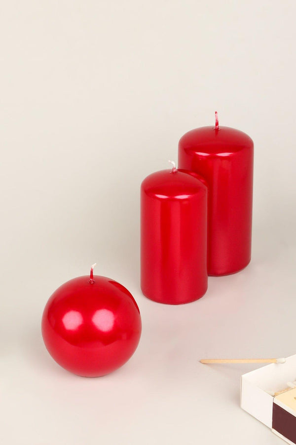 g decor Grace Alouette Scarlet Red Lacquered Pillar and Ball Candles Ball