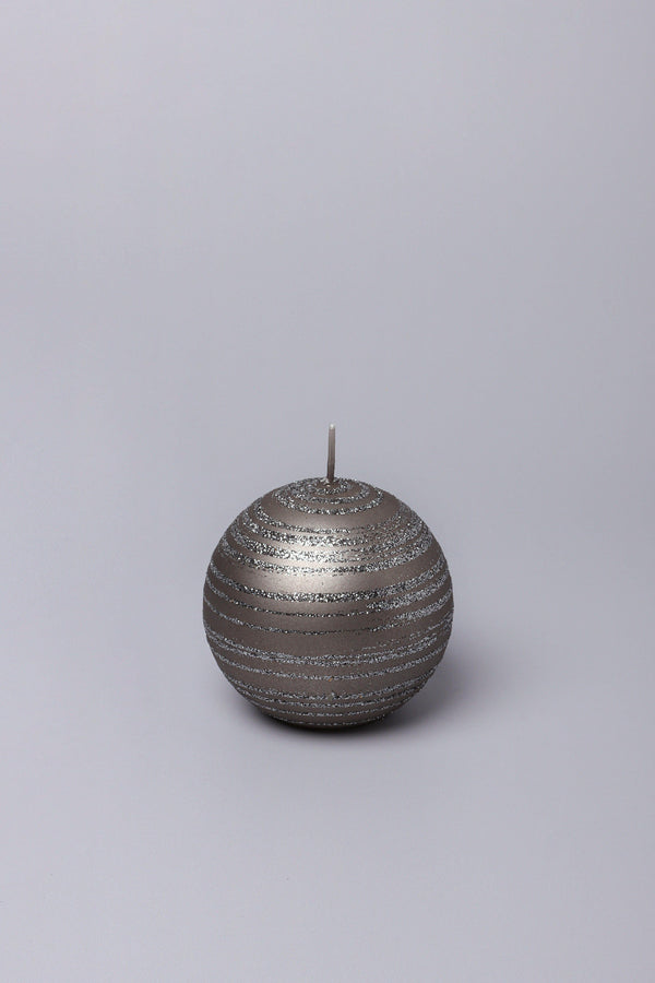 G Decor Grey Stripes Dark Glitter Shimmer Gloss Pillar Candles