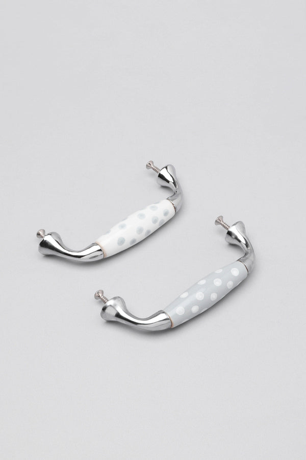 G Decor Grey White Spots Ceramic Kitchen Cupboard Pull Handles