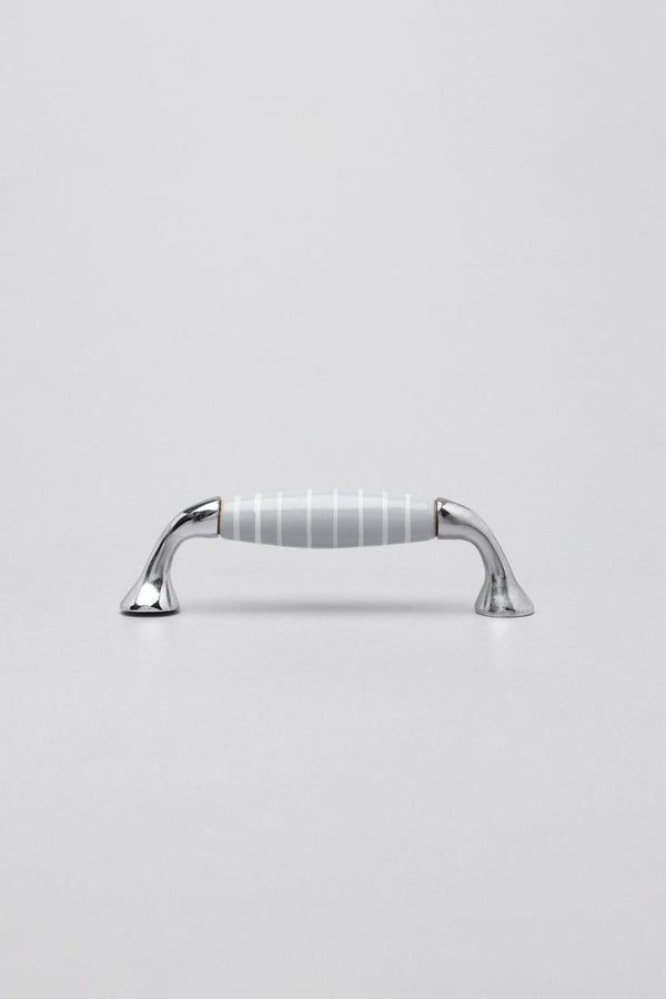 G Decor Grey White Stripes Ceramic Kitchen Cupboard Pull Handles