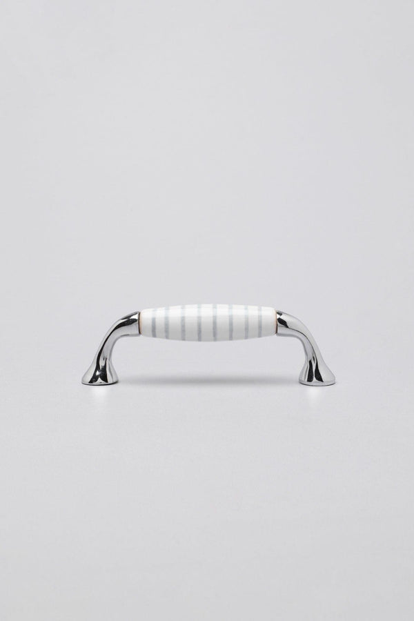 G Decor Grey White Stripes Ceramic Kitchen Cupboard Pull Handles
