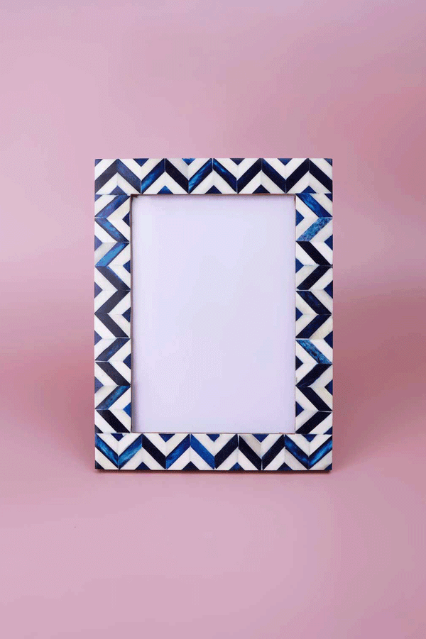 G Decor Handcrafted Andalusian Mother Of Pearl Photo Frame Blue Picture Display Small