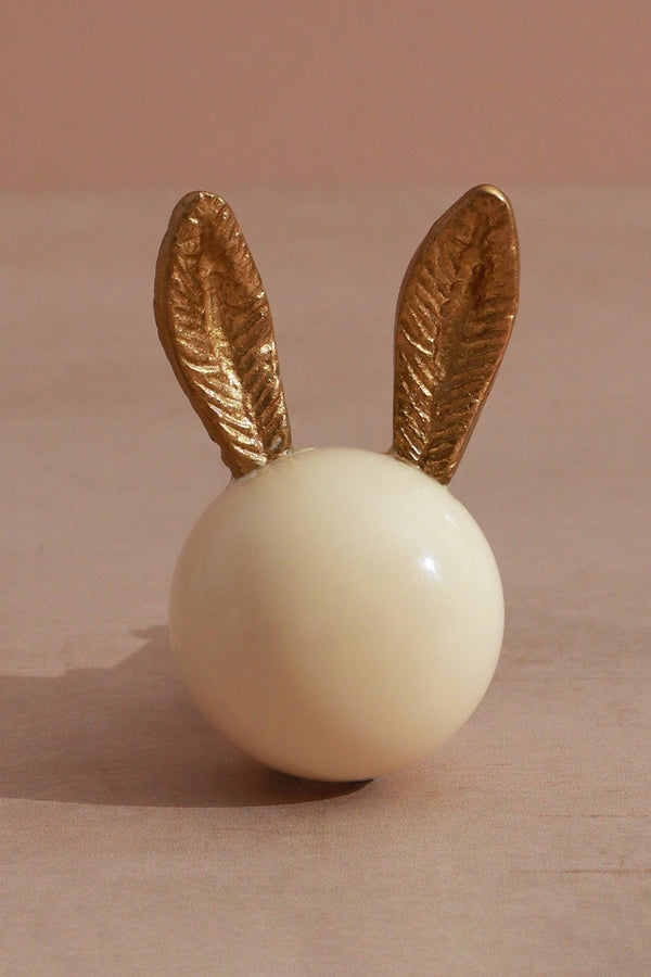 G Decor Handcrafted Brass & Porcelain Bunny Ear Door Knob Gold