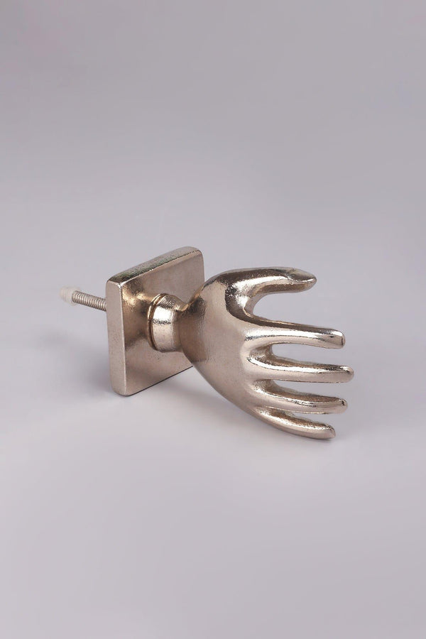 G Decor Handcrafted Designer Large Embracing Hand Door Knobs Silver