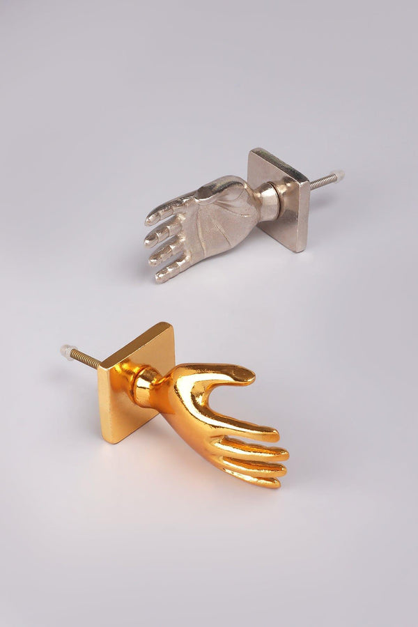 g decor Handcrafted Designer Large Embracing Hand Door Knobs Silver