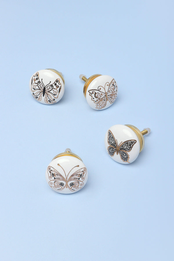 g decor Handcrafted Golden Butterfly Graceful Ceramic Door Knob