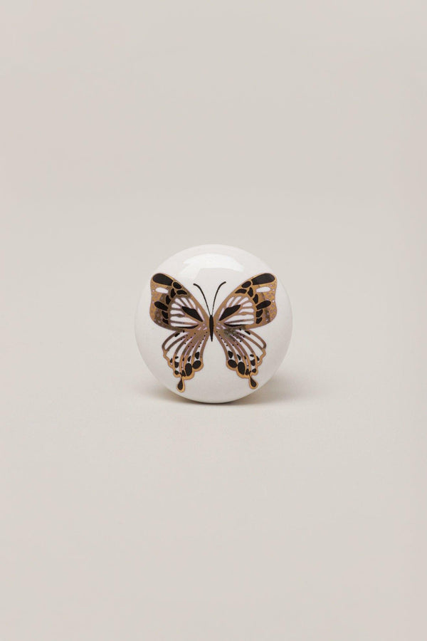 G Decor Handcrafted Golden Butterfly Radiant Ceramic Door Knob