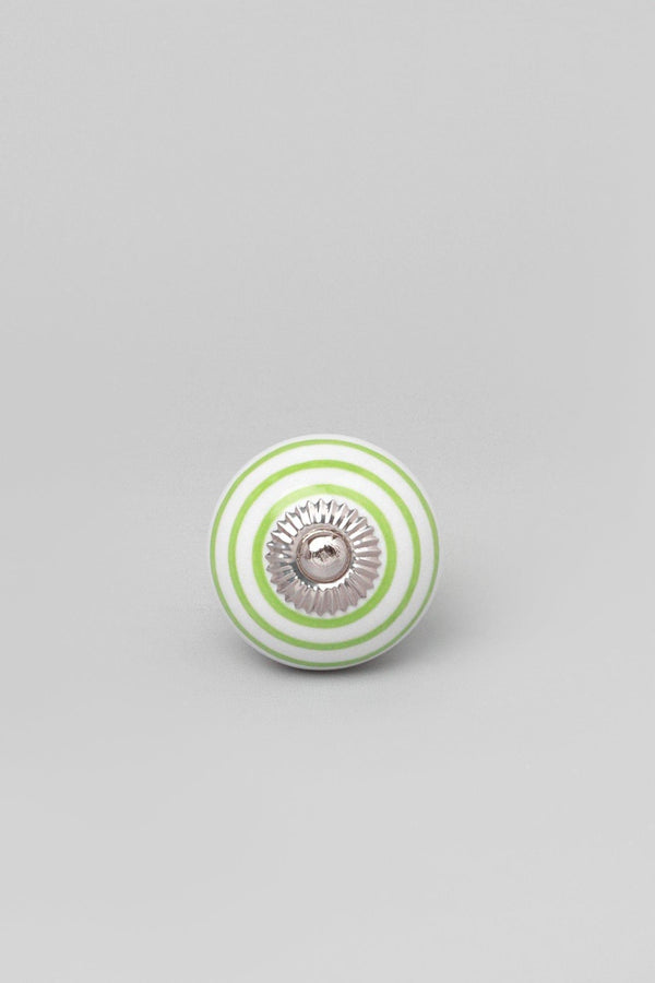 G Decor Handcrafted & Handpainted Striped Ceramic Door Knobs White Base Cupboard Pull Handles In Red Light Green And Dark Gray Green
