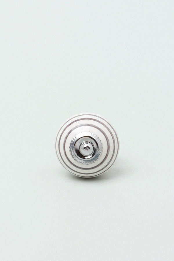 G Decor Handcrafted & Handpainted Striped Ceramic Door Knobs White Base Cupboard Pull Handles In Grey And Green Grey