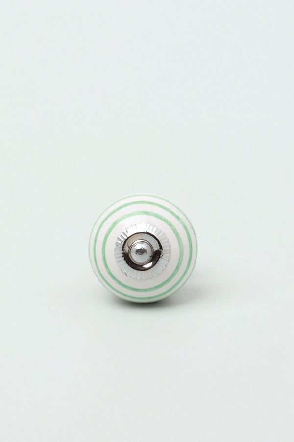 G Decor Handcrafted & Handpainted Striped Ceramic Door Knobs White Base Cupboard Pull Handles In Grey And Green Grey