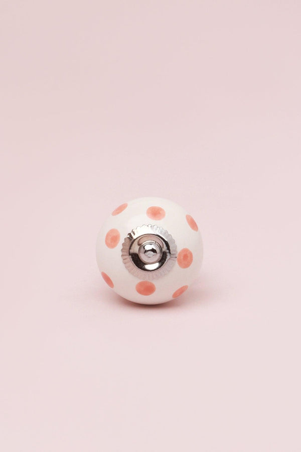 G Decor Handcrafted & Handpainted White Base Polka Dot Ceramic Door Knobs In Pastel Yellow And Baby Pink Pink