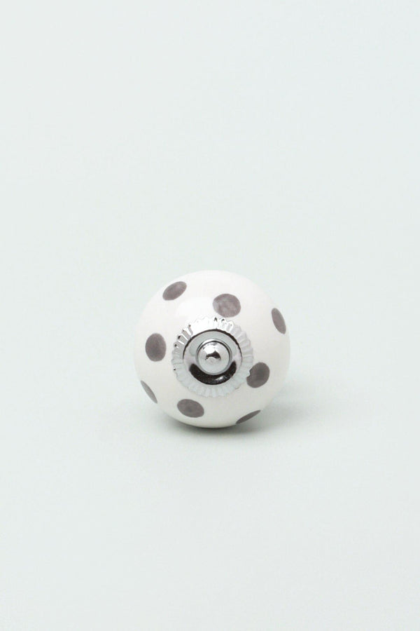 G Decor Handcrafted & Handpainted White Base Polka Dot Ceramic Door Knobs In Mint And Dark Grey Green