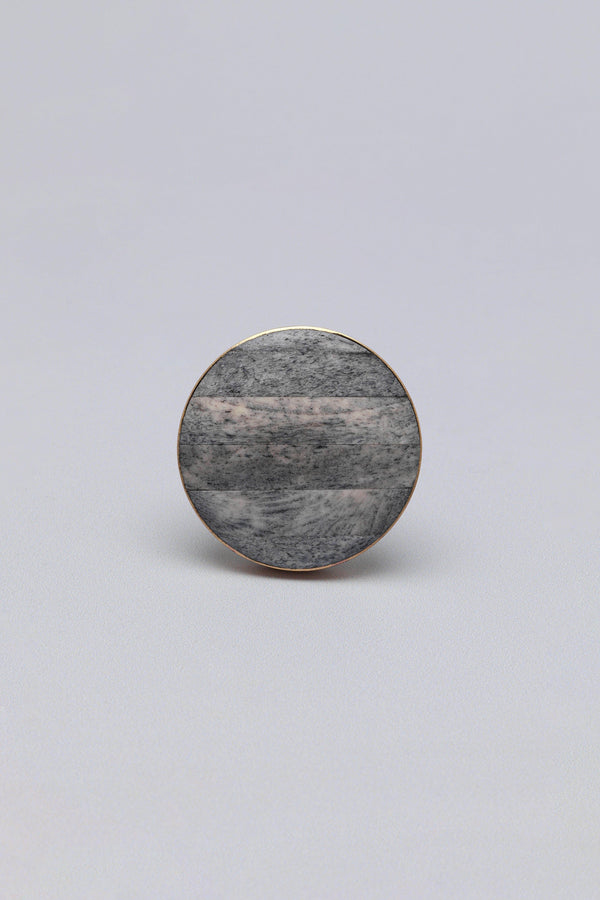 G Decor Handcrafted Oslo Horn Bone & Brass Door Knob & Handle Grey And White Stripes