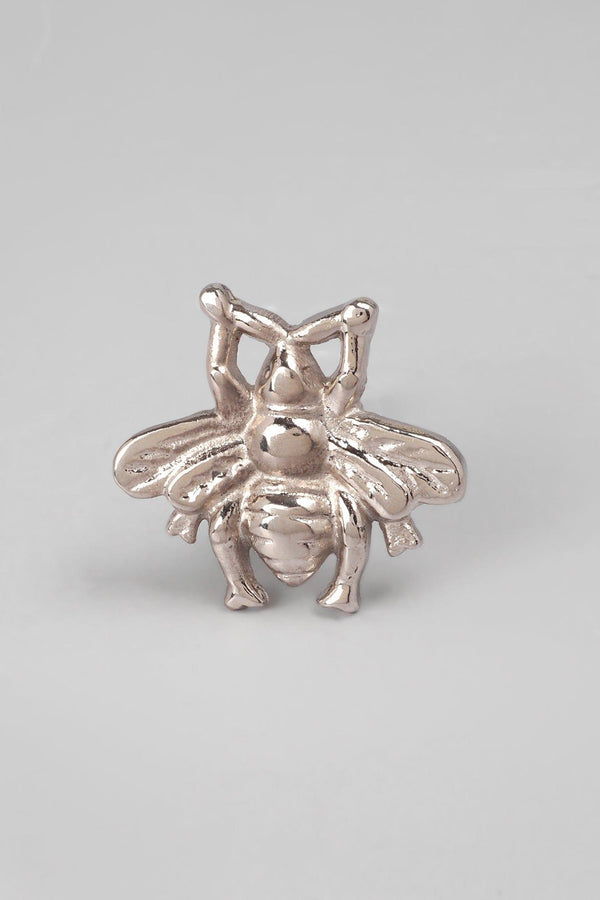 G Decor Handcrafted Queen Bee Gold & Silver Cabinet Knob Elegant Drawer Handle Silver