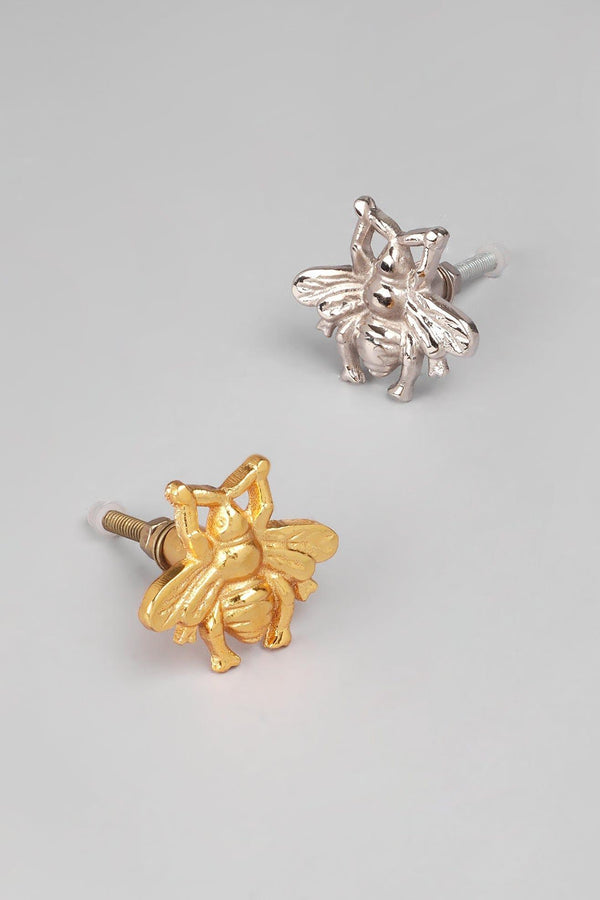 g decor Handcrafted Queen Bee Gold & Silver Cabinet Knob Elegant Drawer Handle Silver