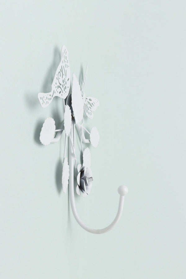 G Decor Handcrafted Sturdy White Iron Wall Hook Country Garden Nature-Inspired Style White