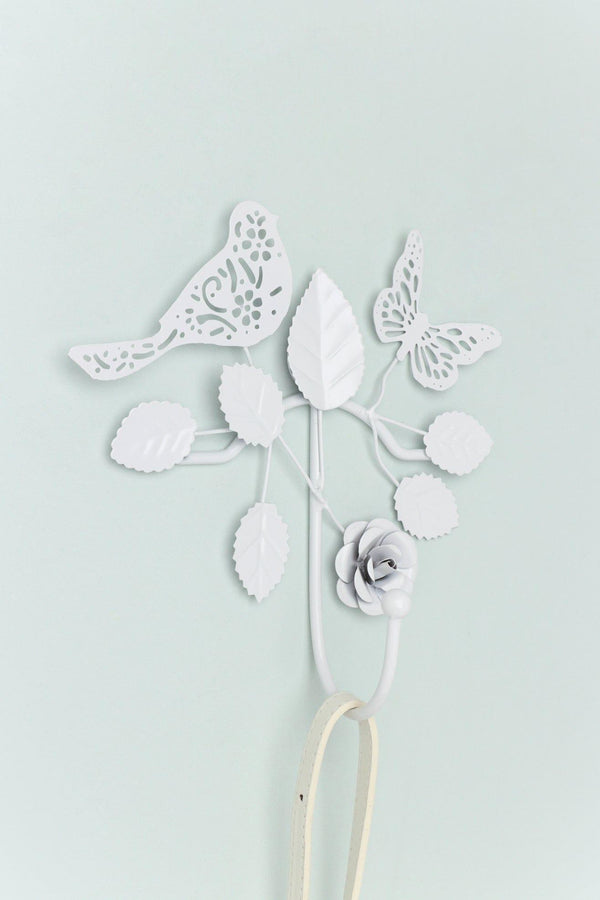 g decor Handcrafted Sturdy White Iron Wall Hook Country Garden Nature-Inspired Style White