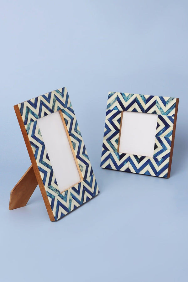 G Decor Handmade Blue Wave Stylish Photo Frames Decorative Chevron Picture Frame Small