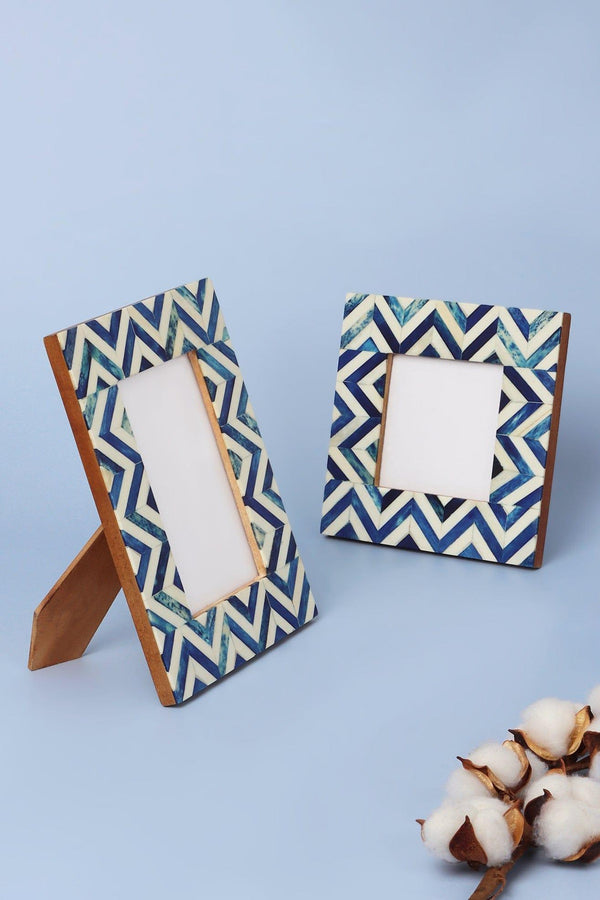 g decor Handmade Blue Wave Stylish Photo Frames Decorative Chevron Picture Frame Small