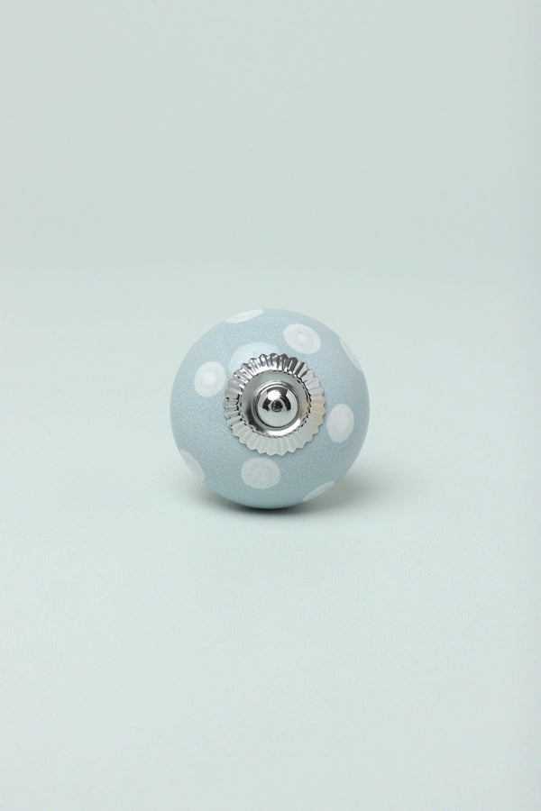 G Decor Handmade Hand-Painted Polka Dot Ceramic Door Knob In Yellow And Grey Yellow