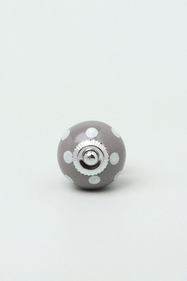 G Decor Handmade Hand-Painted Polka Dot Ceramic Door Knob In Mint And Dark Grey Green