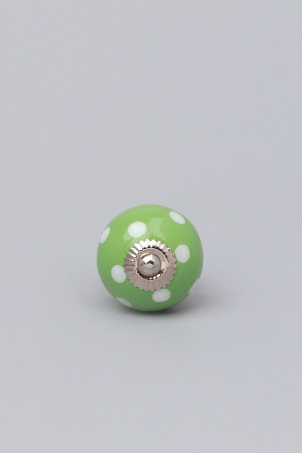 G Decor Handmade Hand-Painted Polka Dot Ceramic Door Knob In Red Light Green And Orange Green
